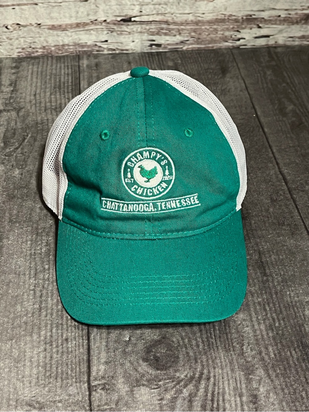 Champy's Chicken Chattanooga Tennessee Green & White Mesh Cap